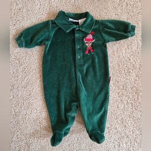 Vintage Rudolph Velour Footie Sleeper - 0/3mo